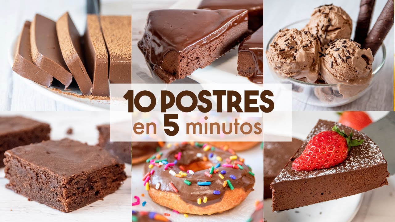 10 POSTRES de CHOCOLATE Sin Horno 🍫❤️ ¡en 5 minutos!