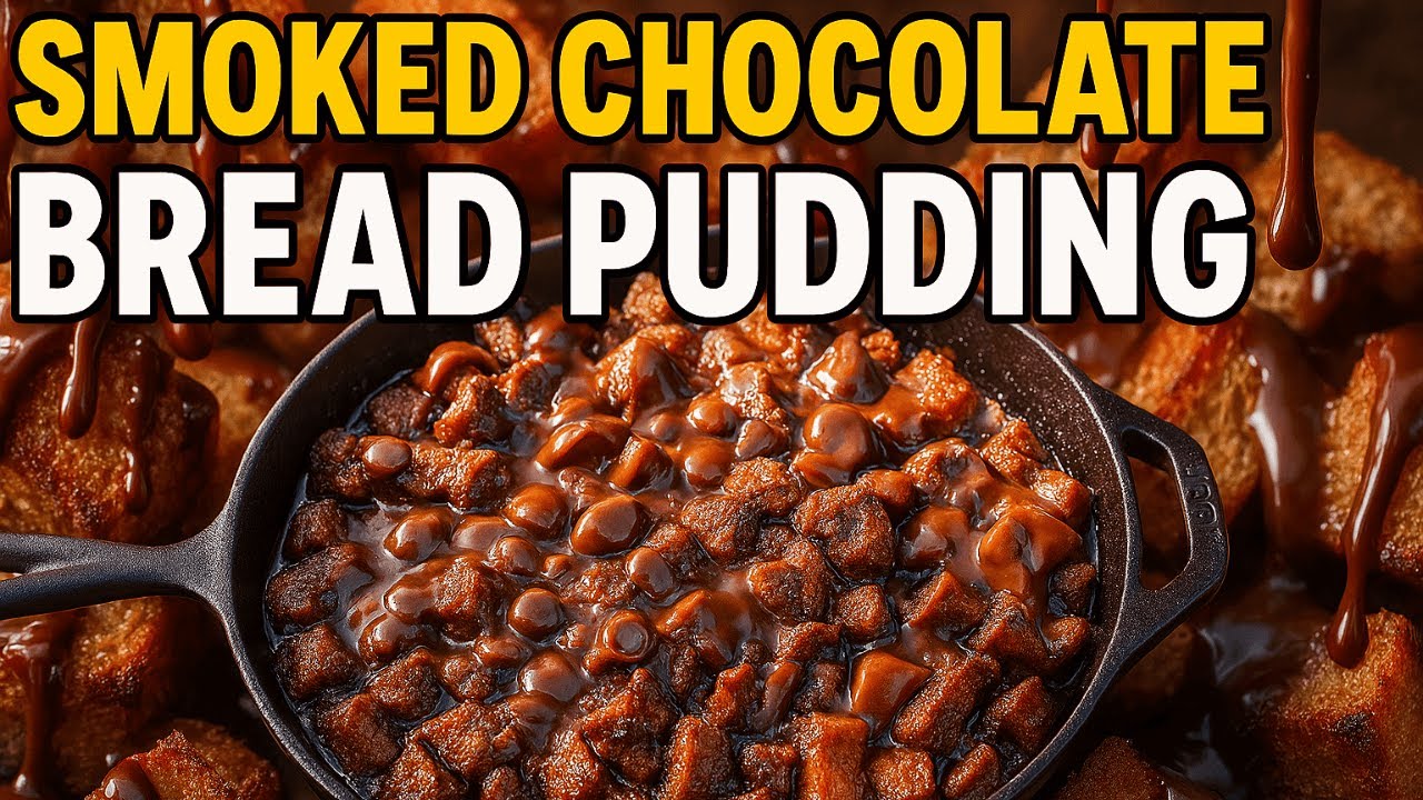 Smoked Chocolate Bread Pudding on the Weber Smokey Mountain