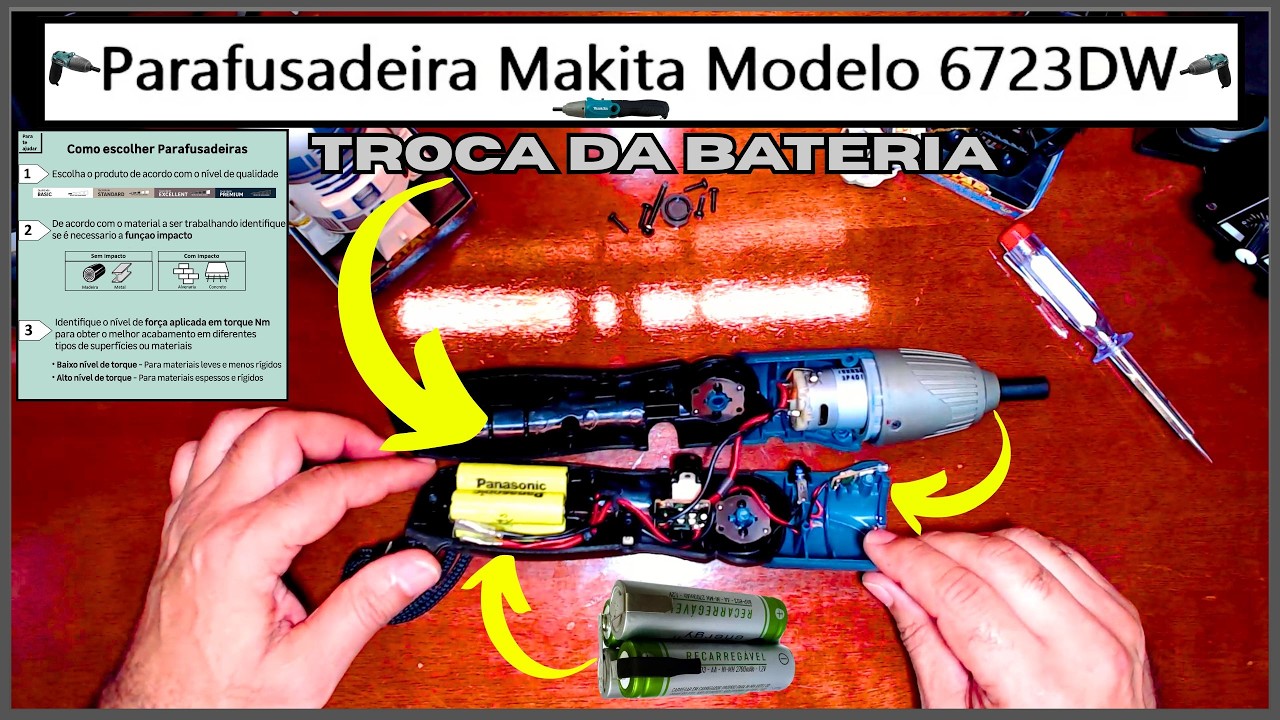 👨‍🔧🧰PASSO A PASSO TROCA DA BATERIA PARAFUSADEIRA MAKITA 6723D UNBOXING 2026🧰