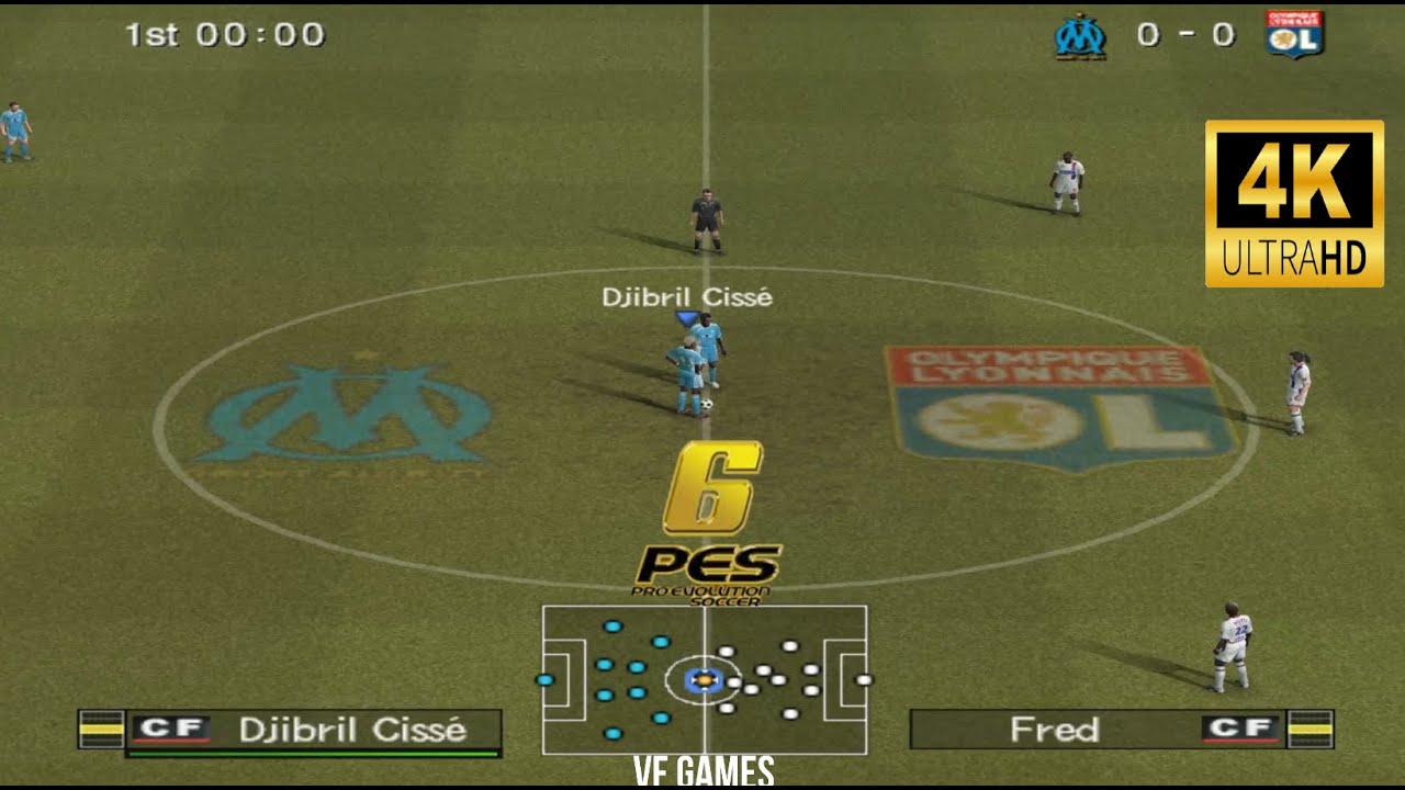 PES 6: Olympique Marseille x Lyon 4K60Fps (PC) Ligue 1 Derby