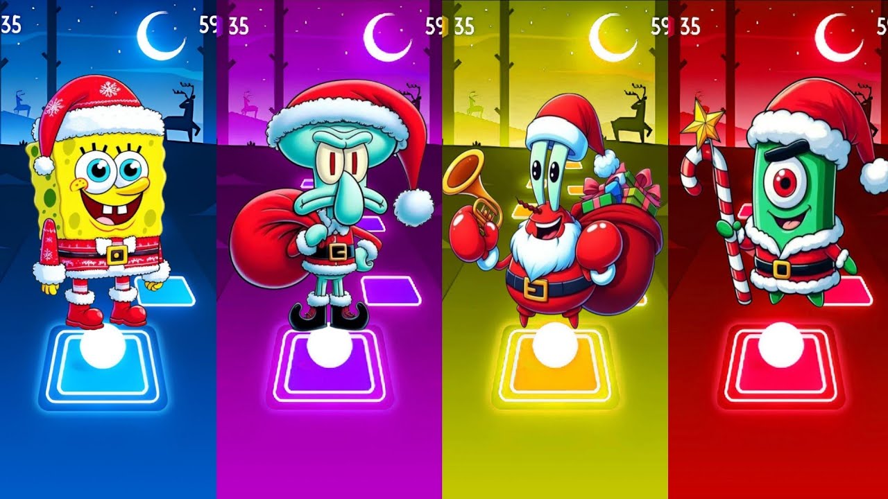 SPONGEBOB EXE  🆚 SQUIDWARD EXE 🆚 PLANKTON EXE 🆚 MR KRABS EXE | Tiles Hop Battle