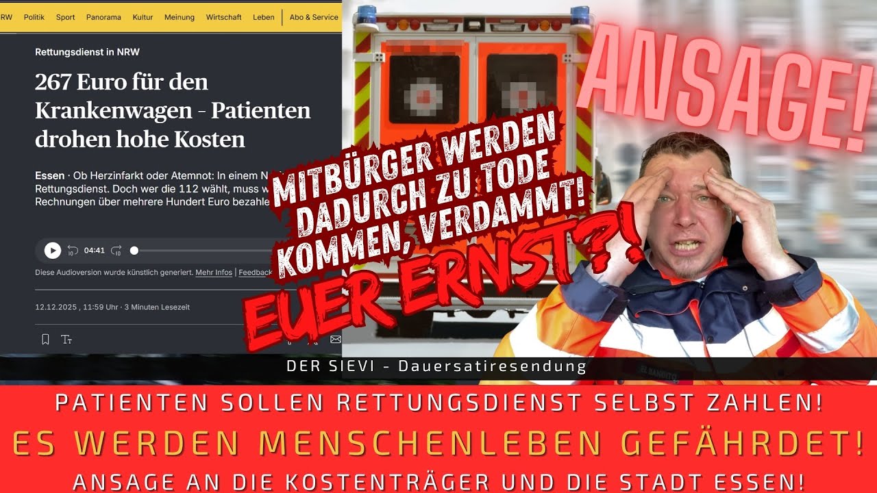 Patienten sollen Rettungsdienst selbst zahlen?! ANSAGE an die Stadt Essen und Krankenkassen!