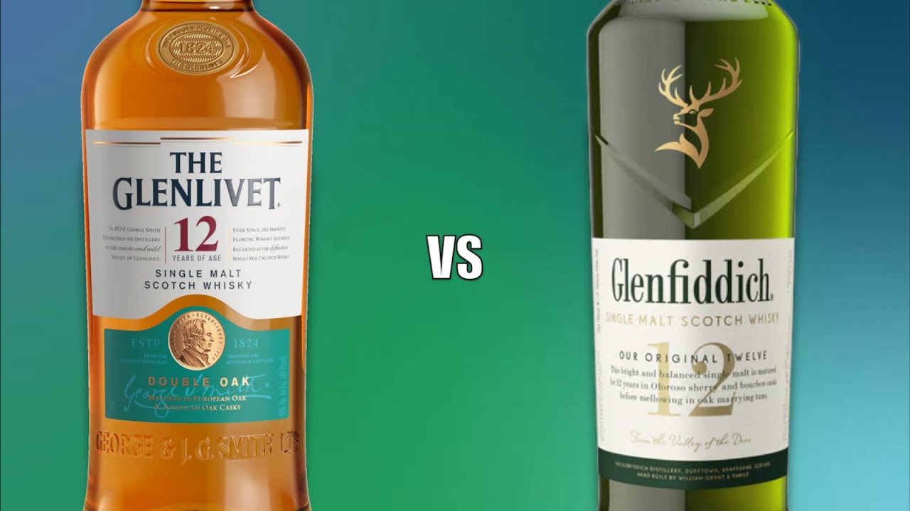 Glenlivet 12 против Glenfiddich 12-летнего односолодового шотландского виски