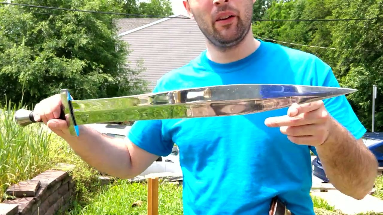 Cutting A Wara Mat With Classic Hoplite Sword by Windlass Steelcrafts