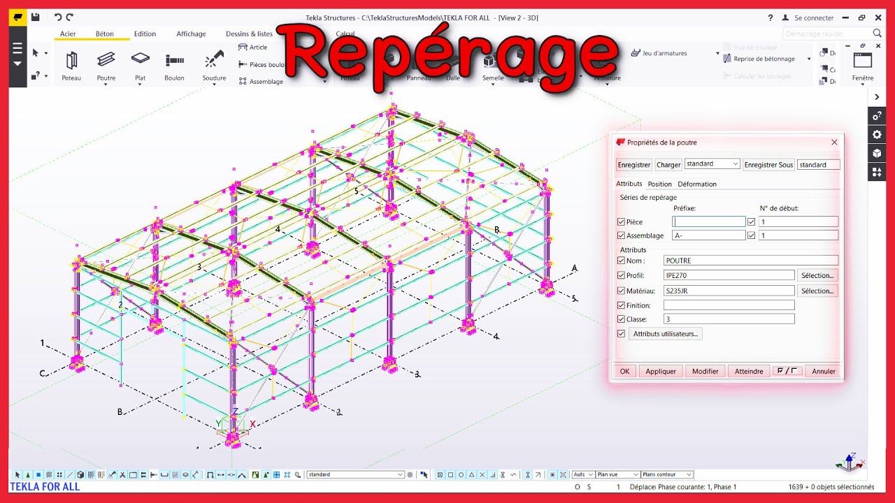TSBECM :  Repérage des pièces « TEKLA STRUCTURE »  { Partie 15 }