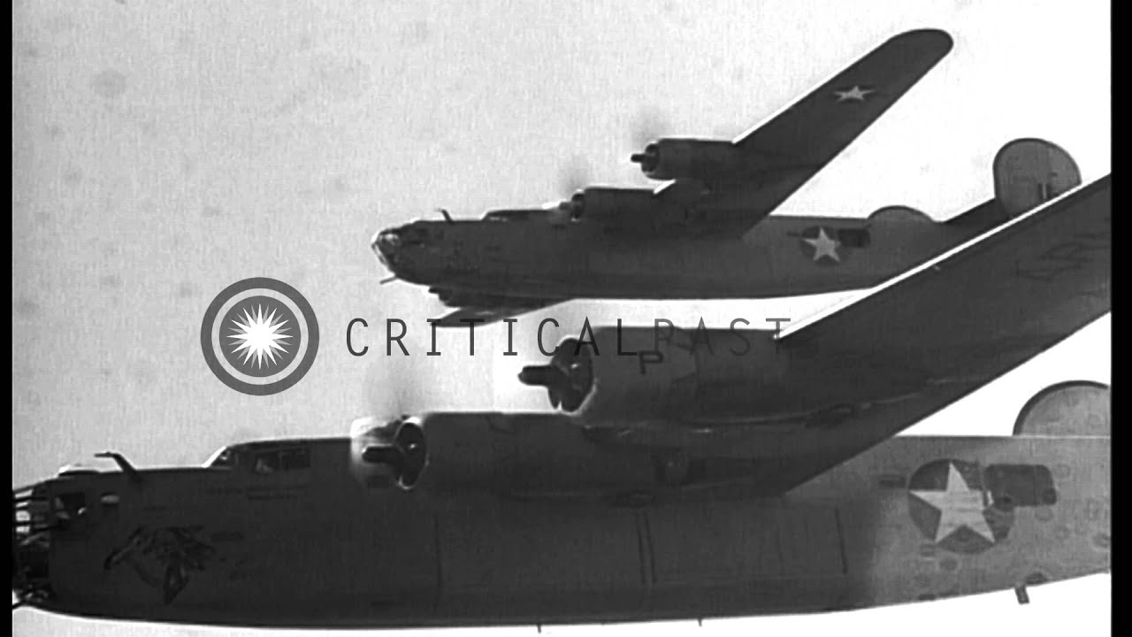 Echelon of three B-24 aircraft of 98th Bombardment Group 