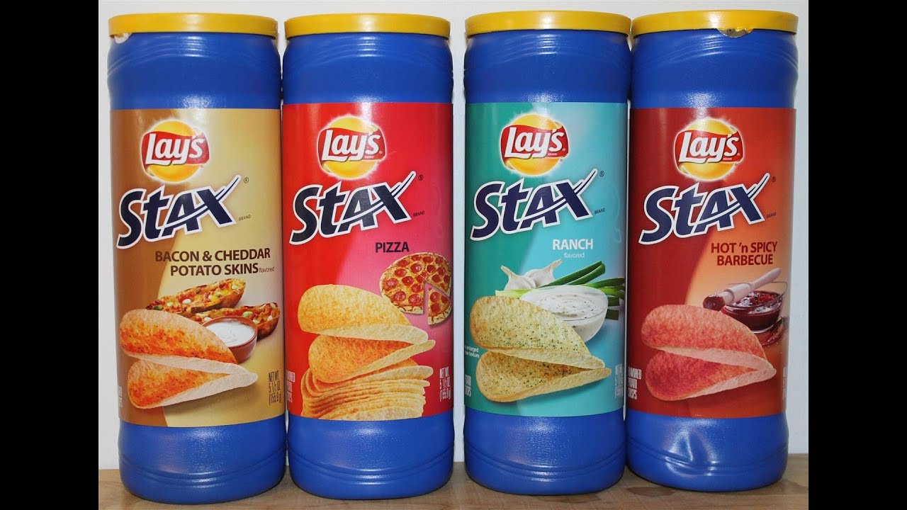 Lay's Stax Taste Test #1 Food Review Bacon & Cheddar, Pizza, Ranch, Hot& Spicy