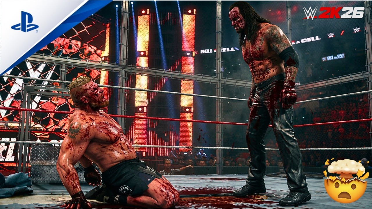 WWE 2K26 – Брок Леснар против Андертейкера | Матч «Адская клетка» | Геймплей на ПК