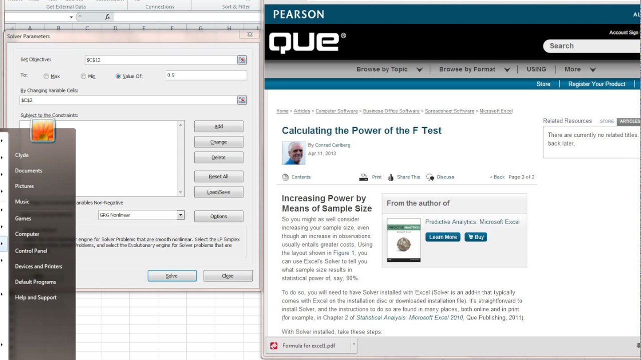 Biostatistics Power Sample Size Excel and JMP