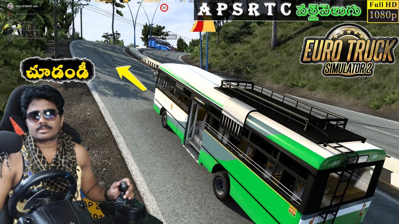 👌 APSRTC New Pallevelugu జగ్గయ్యపేట Buses Funny Races ETS2 with Logitech g29 Steering