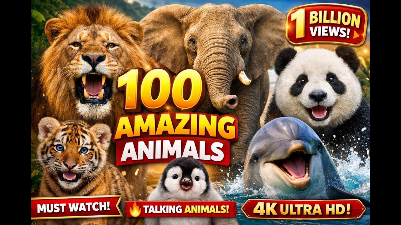 100 Amazing Animals Walking & Talking to the Camera! 🦁🐘🐬 | Ultra Realistic AI Wildlife #shorts