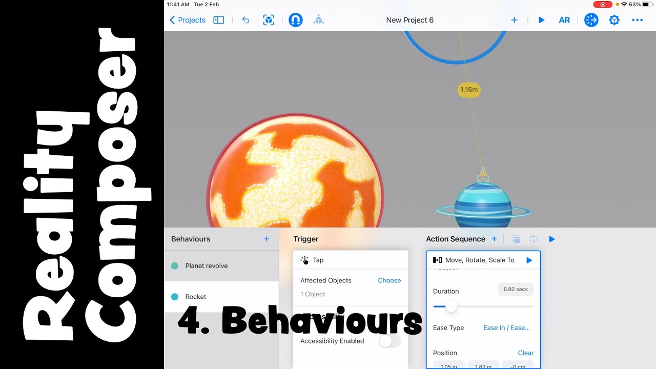 Learn to use AR behaviours in Reality Composer