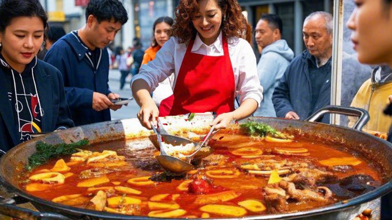 湖北武汉牛杂传奇老板娘，先卤后炒日卖1000斤，一锅98元顾客排队抢着买 #麦总去哪吃