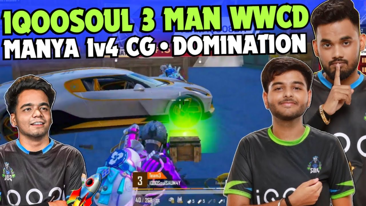 iQOOSouL 3 Man WWCD ✅ SouL HunterZ & Saumay Domination 😳 SouL Manya 1v4 Carnival 🔥 Team SouL 🚀