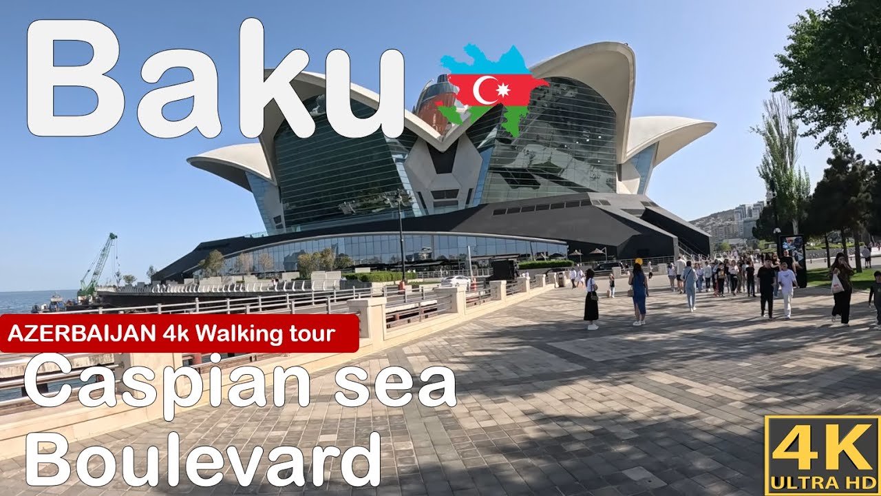 Baku | Caspian sea| Boulevard | Summer walking tours in 4k 60 fps #baku #azerbaijan