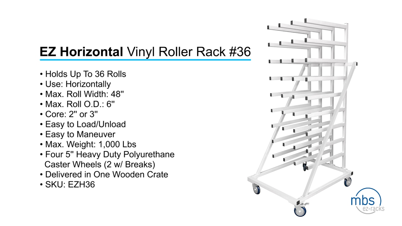 EZ Horizontal Vinyl Roller Rack #36 - EZH36