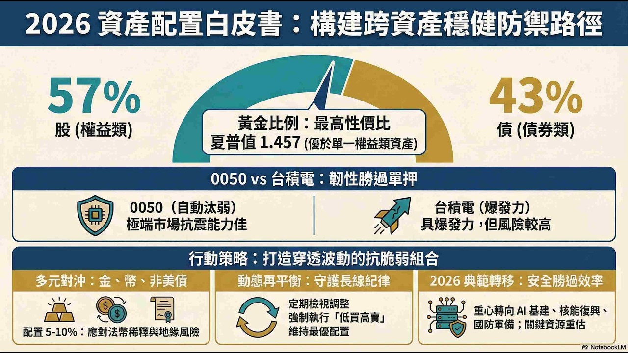 【2026/02/24】#60  2026 投資筆記：選盾還是選矛？進入 2026 年，市場已從題材炒作轉向「算力即電力」的商業現行情。該買台積電 (2330) 還是 0050？