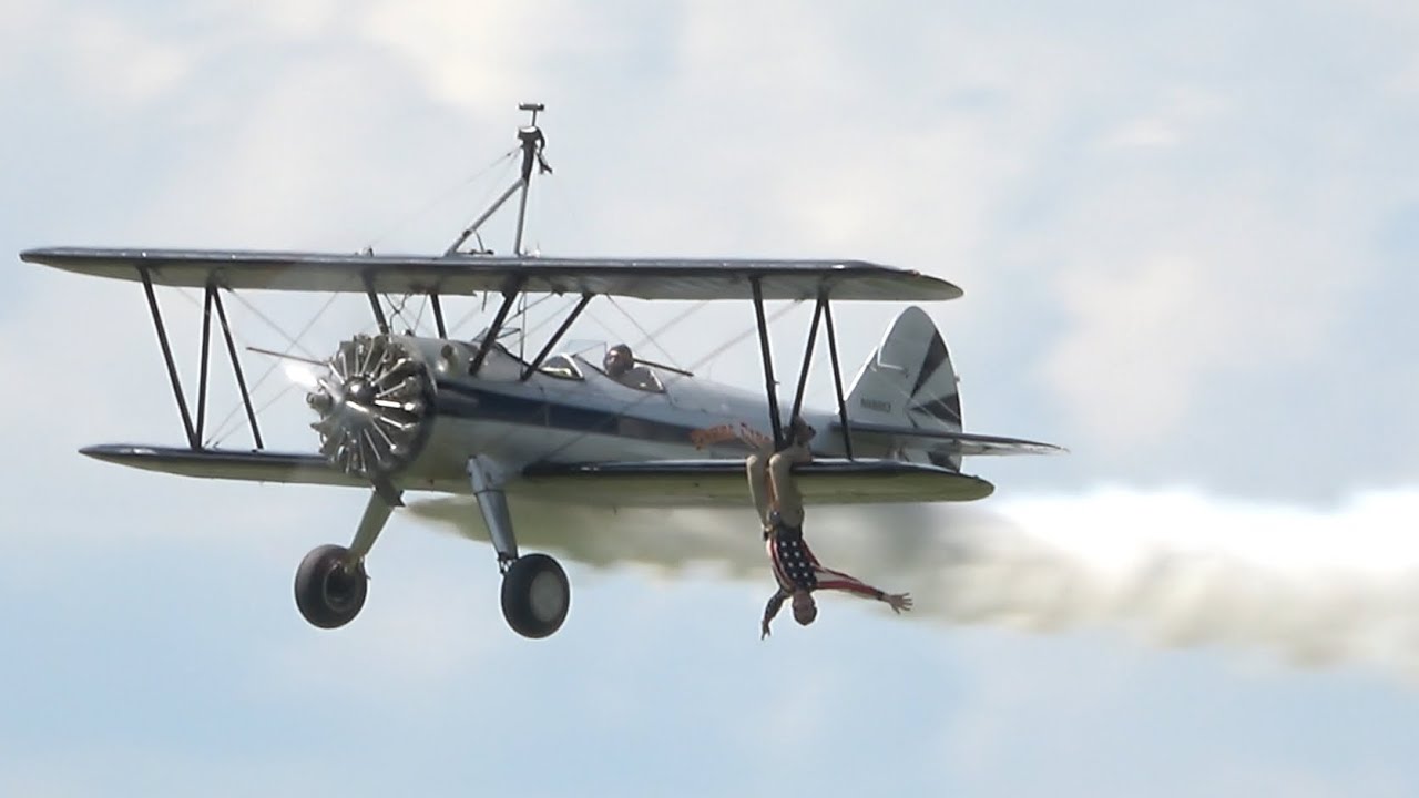 Joe Bender Wing Walking with RJ Gritter at the controls, The Flying Circus Airshow 5/26/24