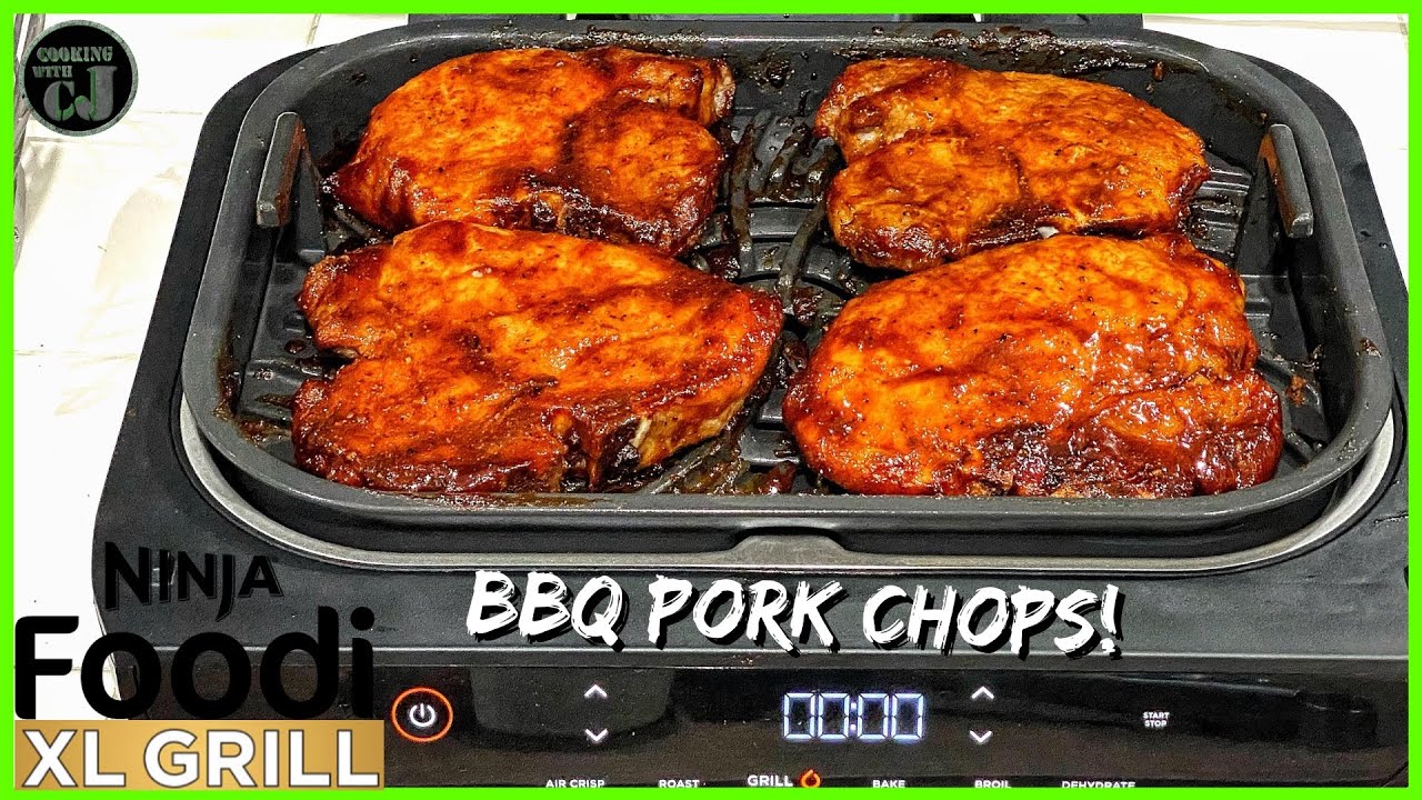 NINJA FOODI XL GRILL BBQ GRILLED PORK CHOPS! | Ninja Foodi XL Grill Recipes!