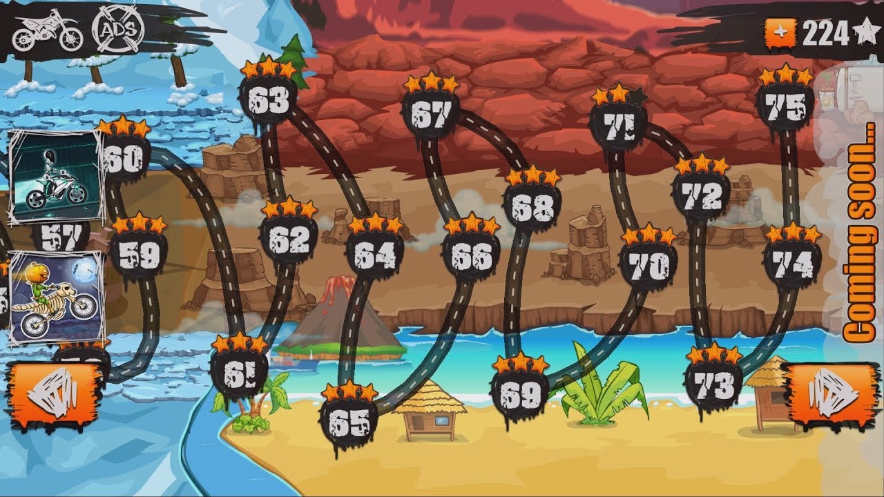 Moto X3M Bike Race Game 61-75 levels.