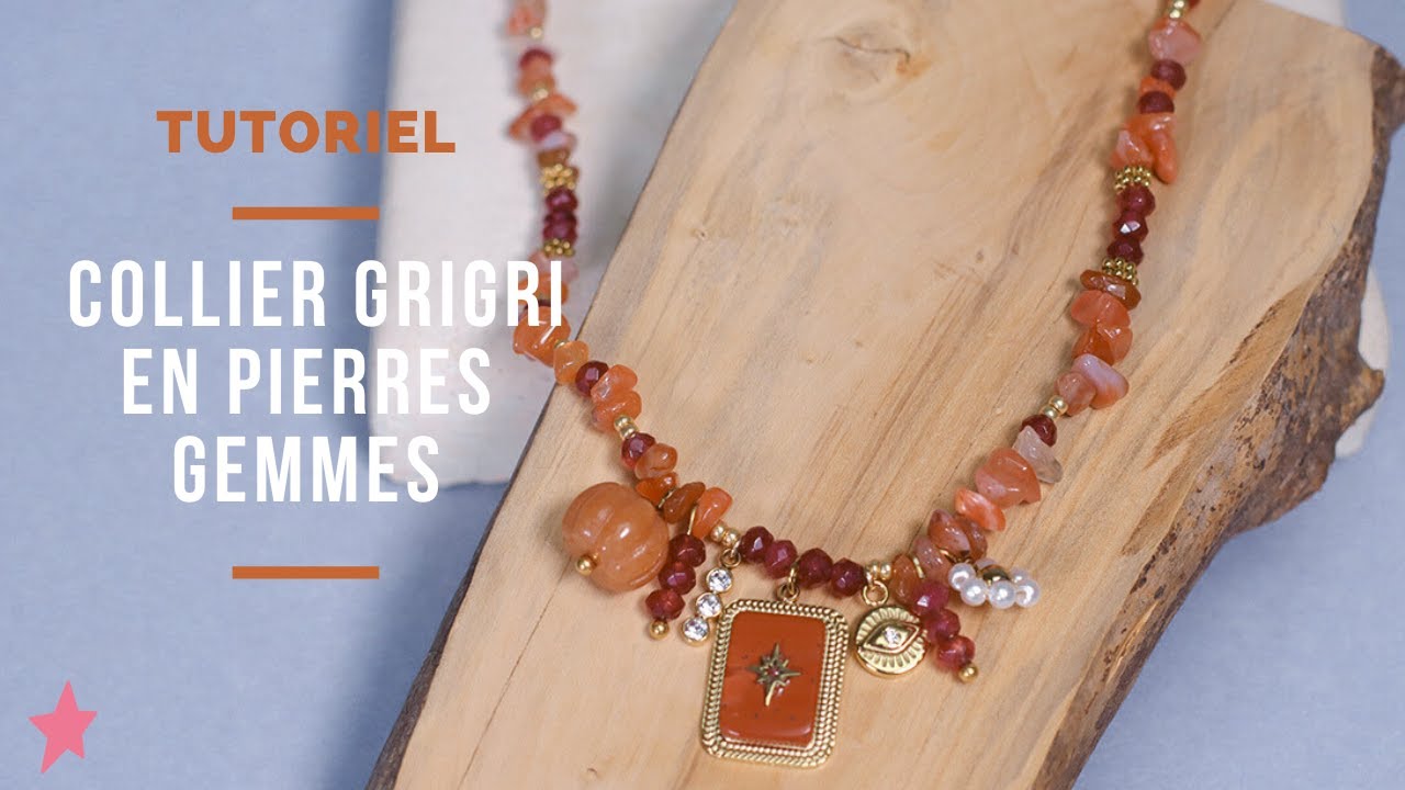 TUTORIEL | Collier grigri en pierre Quartz et pierre Cornaline