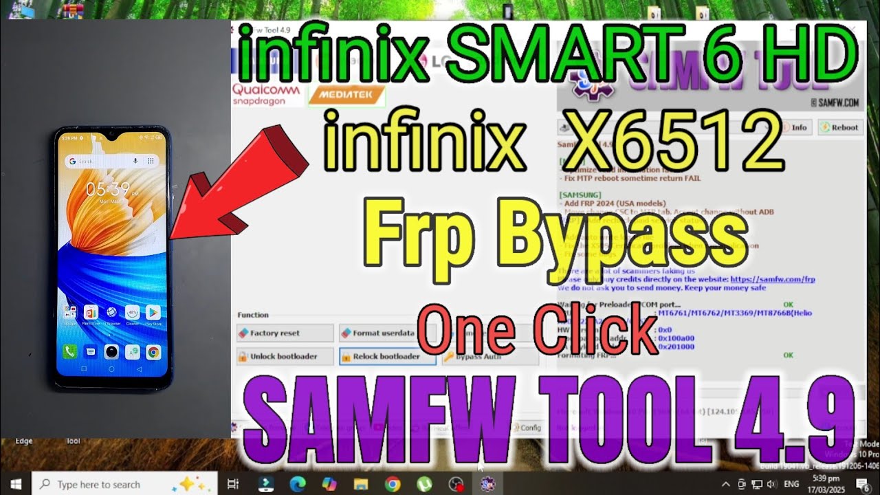 Infinix SMART 6 HD (Infinix X6512) Frp Bypass | SamFw Tool 4.9