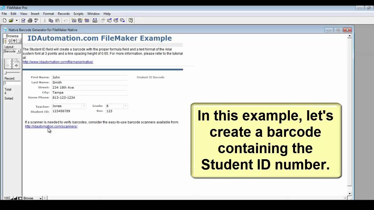 Create a Barcode in FileMaker Pro (7-14) using the IDAutomation Native Generator (Plug-In)