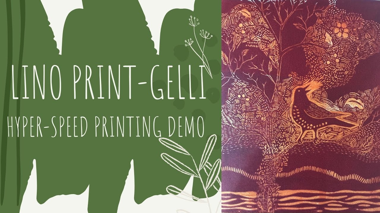 Time Lapse Demo -Gelli Plate Tint Under a Linocut Print