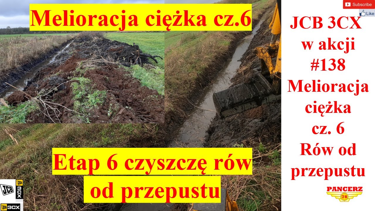 JCB 3CX w akcji. #138 Melioracja ciężka cz. 6 Czyszczę rów od przepustu.