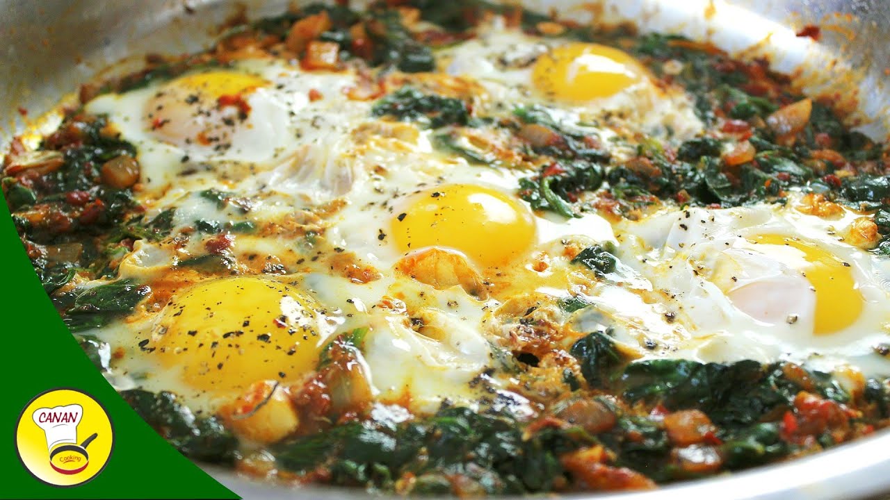 Spinat mit Ei - schnelles leckeres Eigericht - canans rezepte