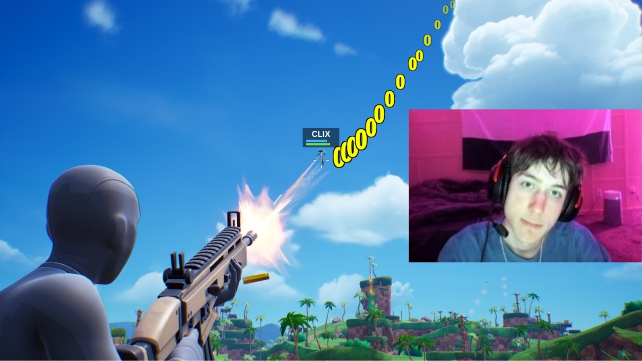 Профессиональный игрок в Fortnite промахивается, и с каждой попыткой это выглядит всё более неловко