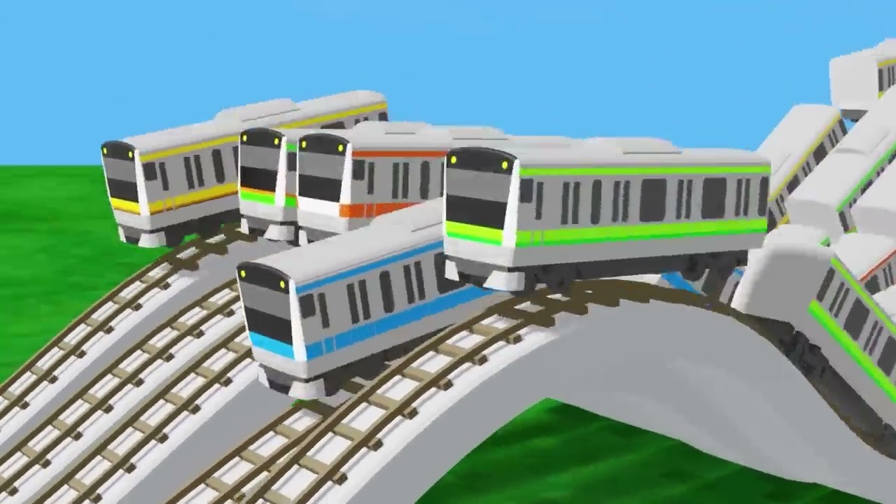 【踏切】でこぼこ線路を走る中央線や東海道線の電車【カンカン】 | 踏切アニメ Railroad Crossing Animation