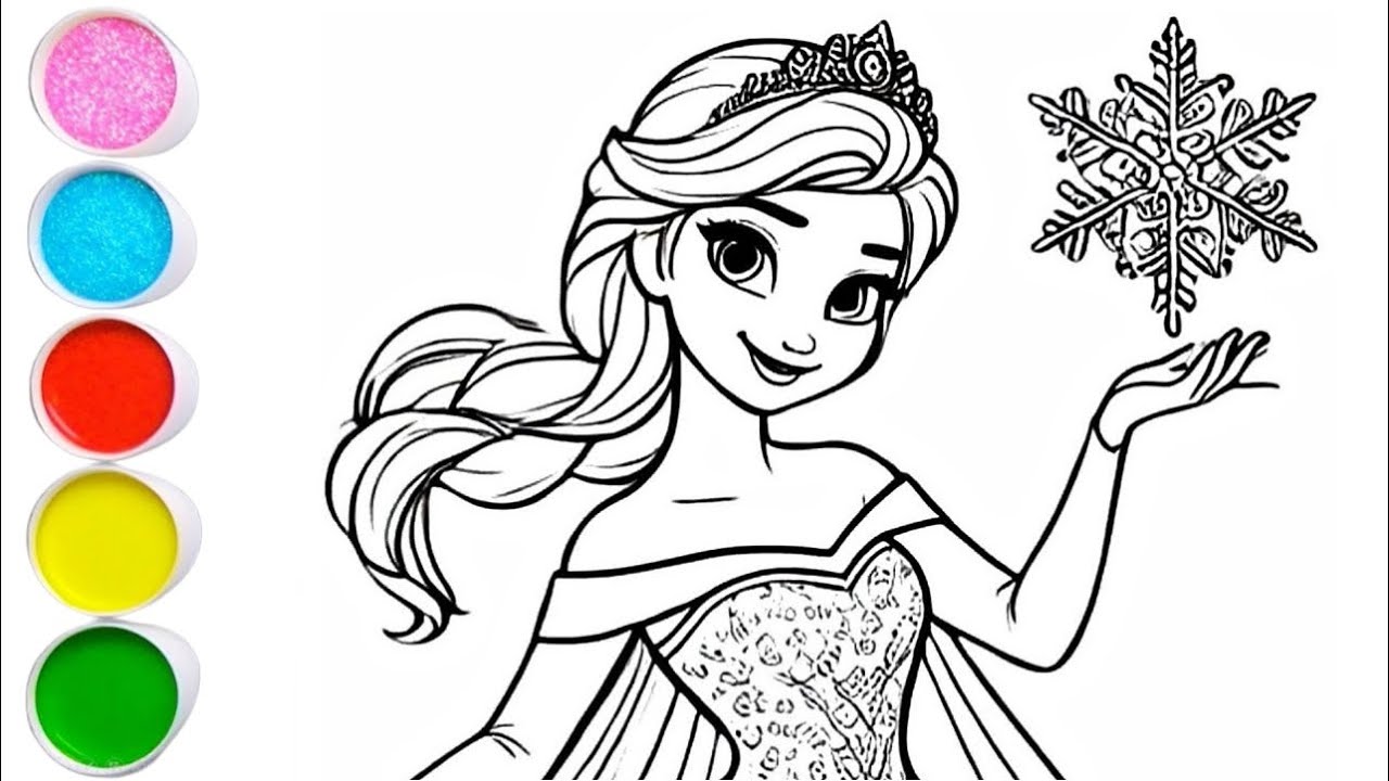 Cute Elsa Frozen Drawing for kids, Painting & Coloring for kids, Toddlers | Let's Draw Together