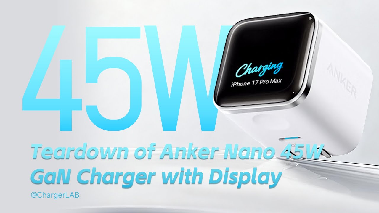 Разборка зарядного устройства Anker Nano 45W GaN с дисплеем (A121D)