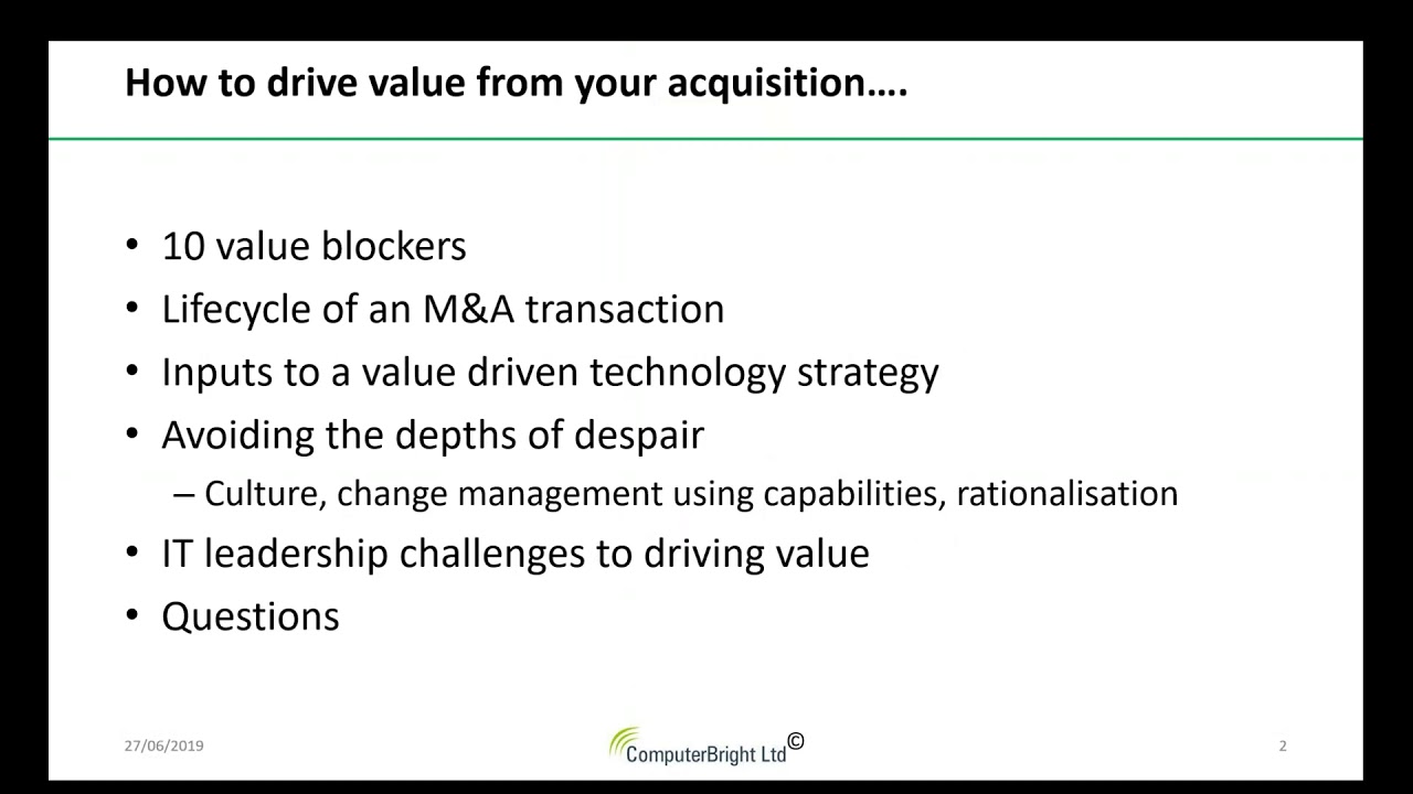 Driving Value from Company Acquisitions