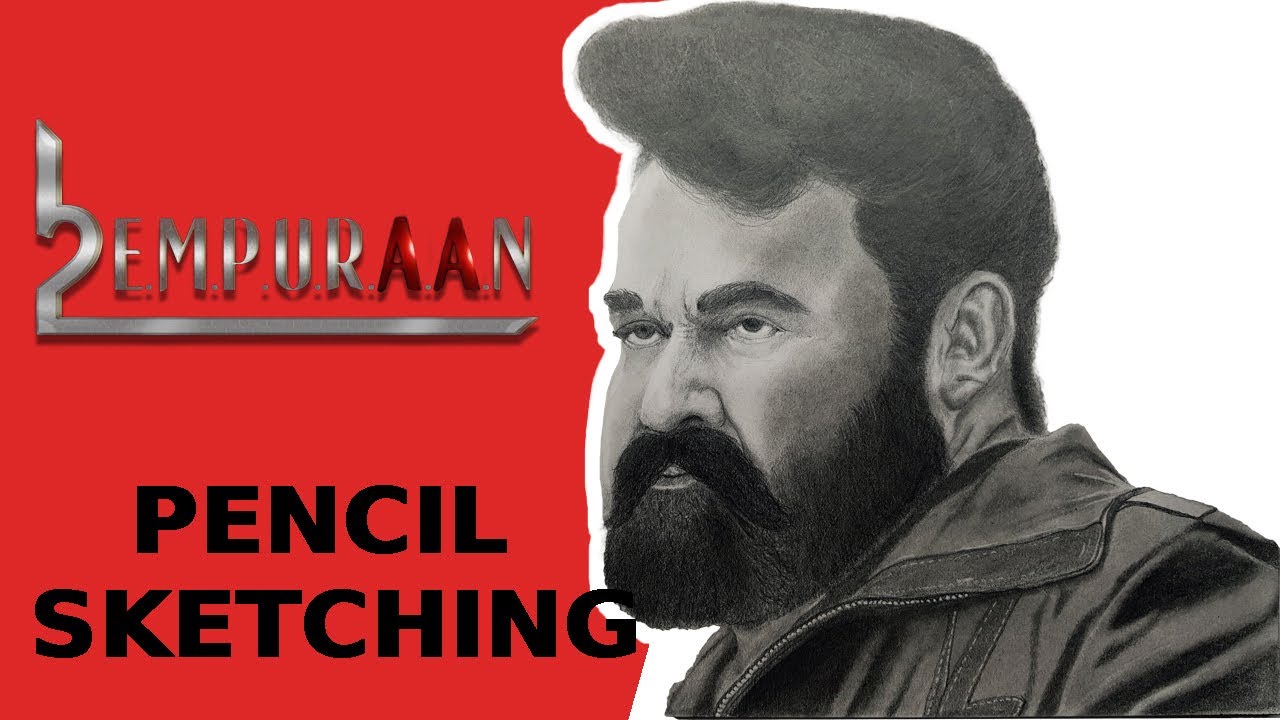 Empuraan Drawing Pencil Sketch Mohanlal from the movie L2Empuran