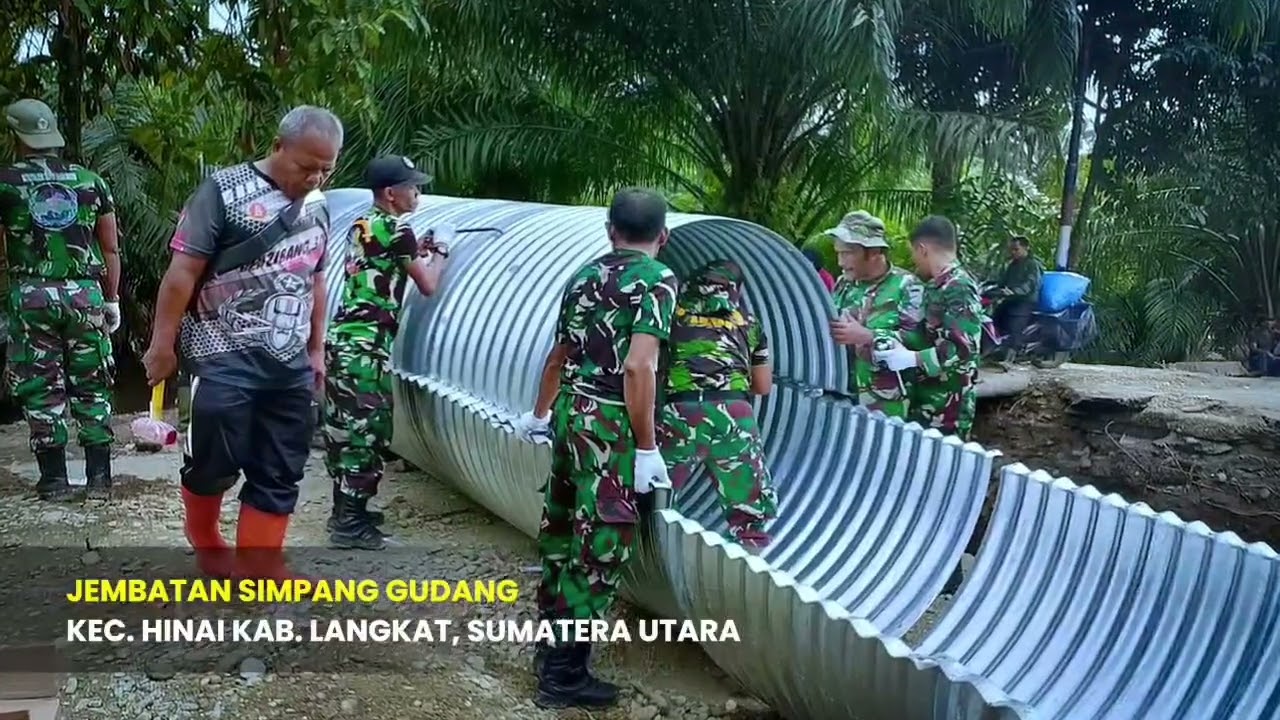 Proses perbaikan jembatan Armco Hinai