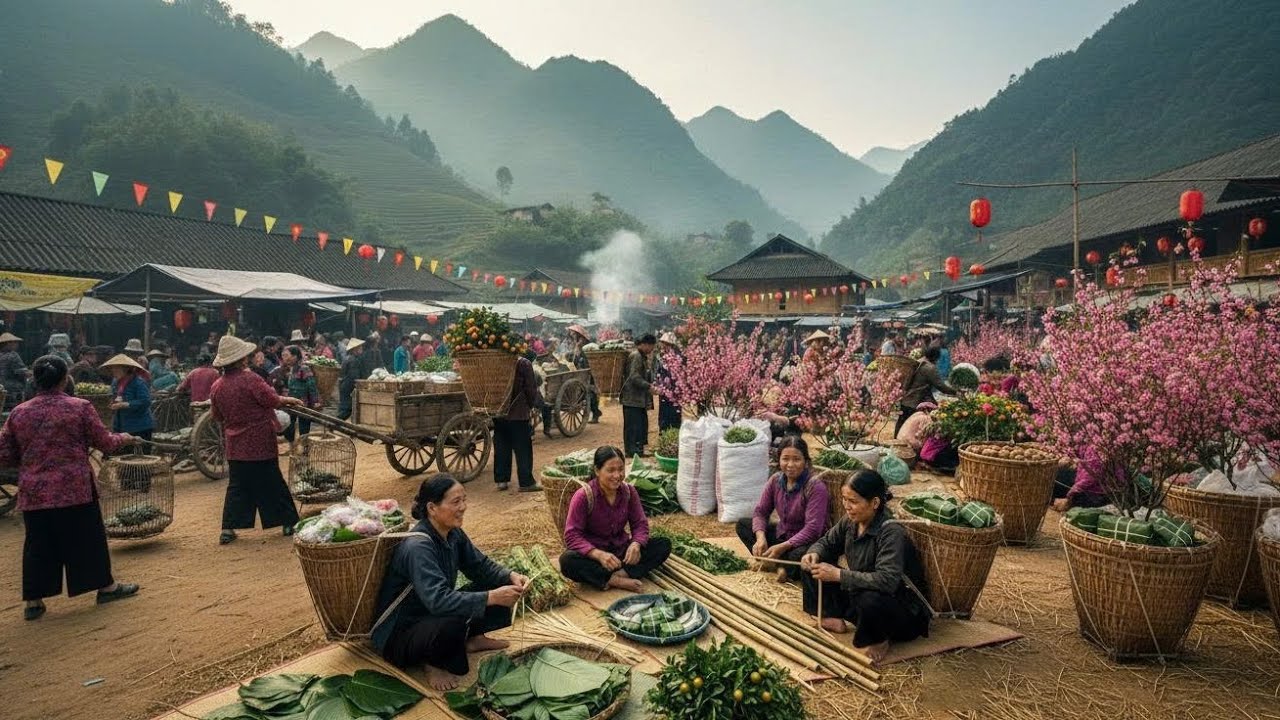 Inside a Traditional Highland Ethnic Tet Market in Vietnam | New Year Village Life