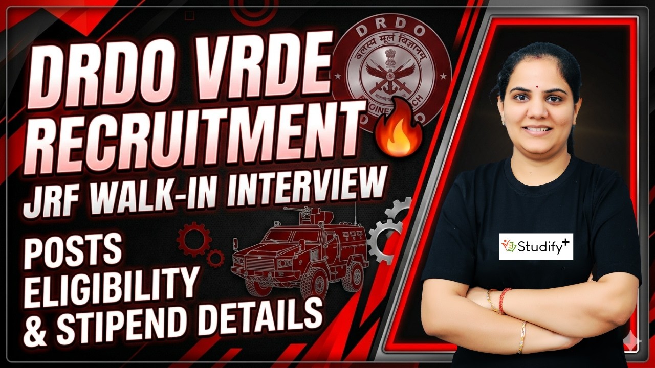 DRDO VRDE Recruitment 🔥 | JRF Walk-in Interview | Posts, Eligibility & Stipend Details