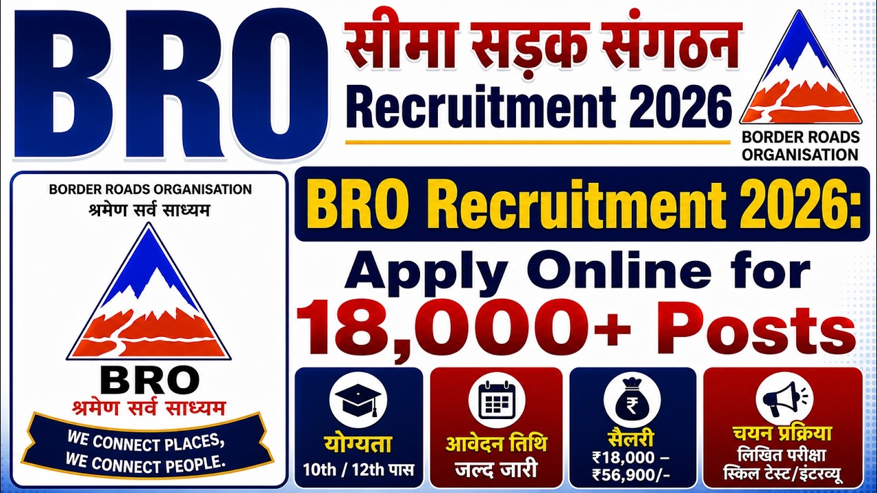 BRO Recruitment 2026 | Border Roads Organisation New Vacancy 2026 | BRO vacancy | BRO JOBS Update