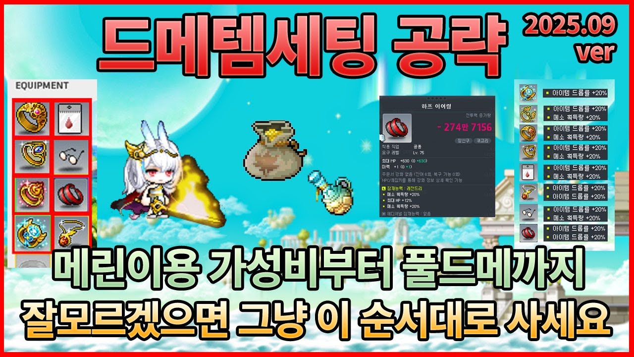 [메이플]드메템세팅 메린이를 위한 가성비부터 메짱이용 풀드메까지 전부 담아드렸습니다