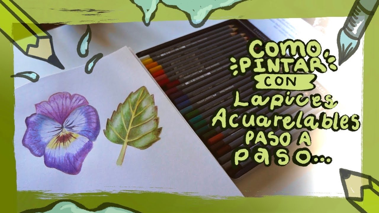 Como pintar con lapices acuarelable una hoja acuarela botanica paso a paso para principiantes