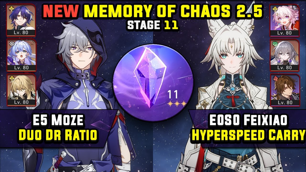 E5 Moze Duo Dr Ratio & E0 Feixiao Hyperspeed (3 Stars) NEW Memory Of Chaos 11 Honkai Star Rail 2.5