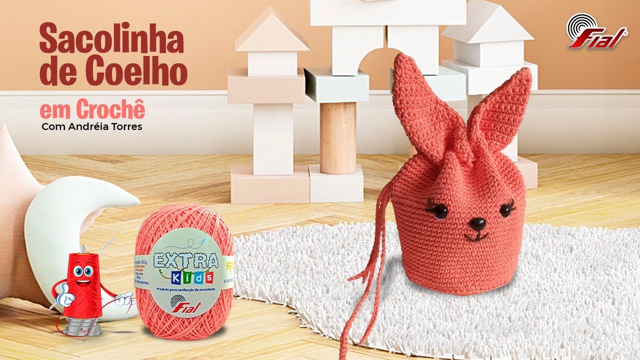 Sacolinha de Coelho em Crochê para Páscoa com Andreia Torres | Fial Barbantes