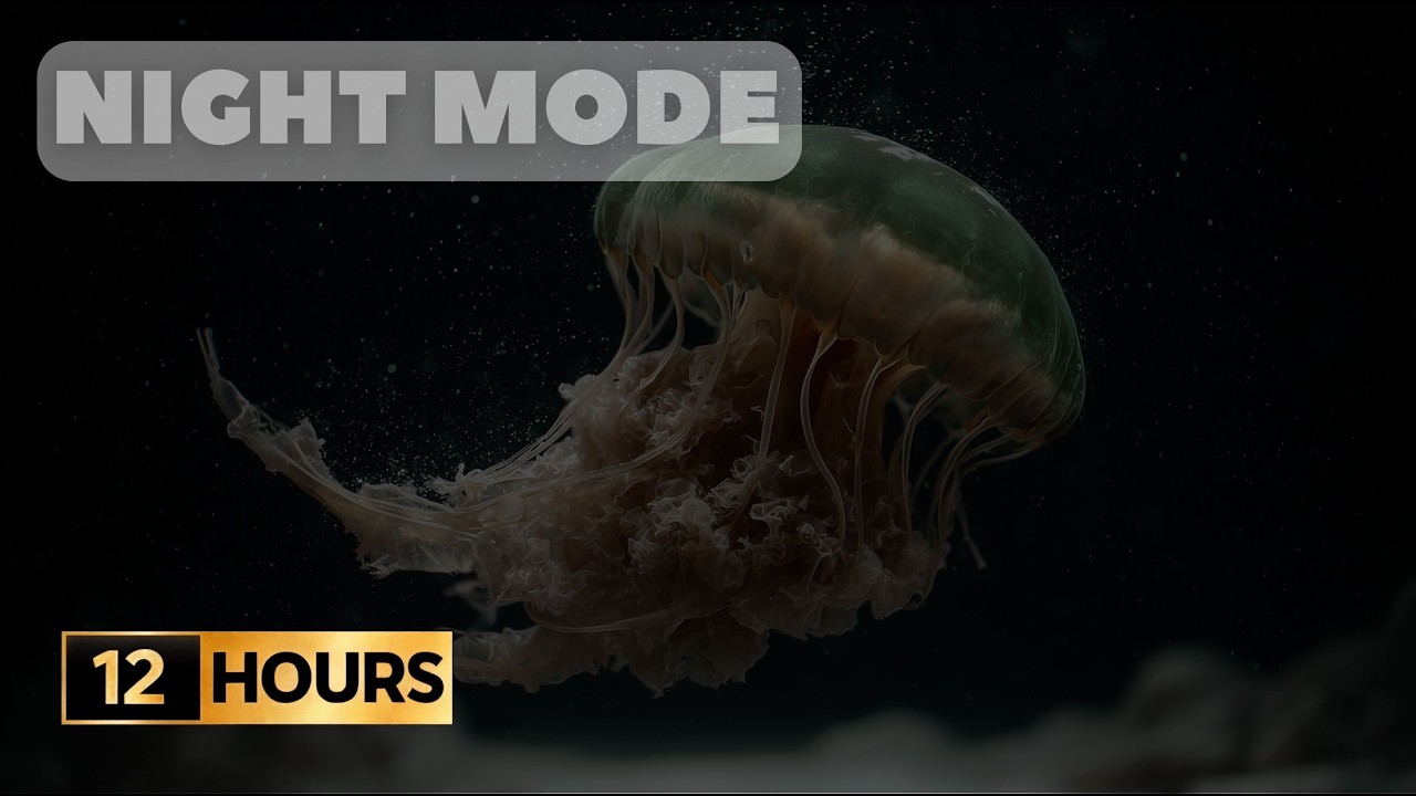 Jellyfish Aquarium 12 Hours | Deep Sleep Mode | Dark Ambient Water Sounds | No Music ASMR