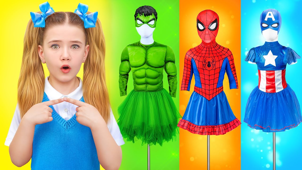 Los niños convierten en superhéroes con trajes mágicos