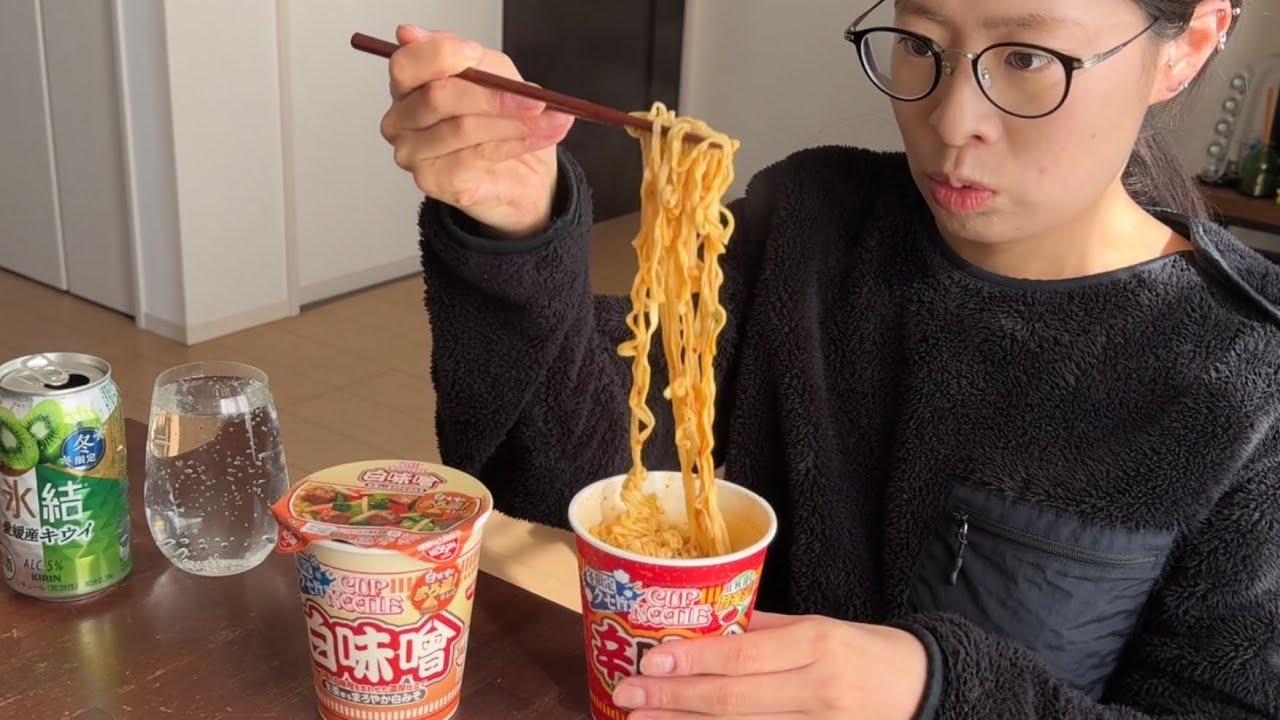 ASMR カップヌードル辛味噌・白味噌🍜🌶️🫚【咀嚼音/Mukbang/Eating Sounds】