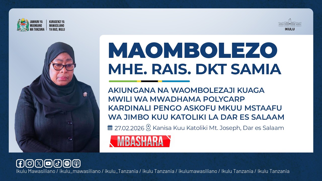 RAIS DKT. SAMIA AKISHIRIKI IBADA YA KUAGA MWILI WA MWADHAMA POLYCARP KARDINALI PENGO