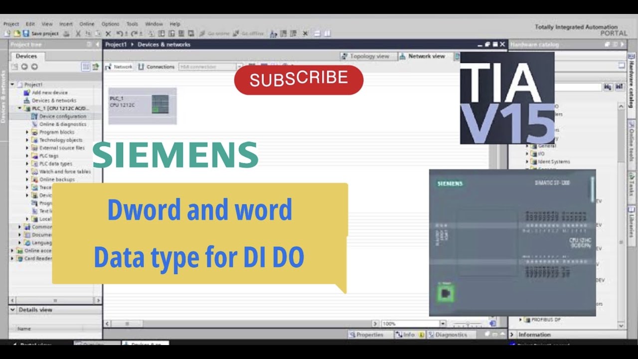 Tia Portal : Creating Dword and word data type for DI and Do tags