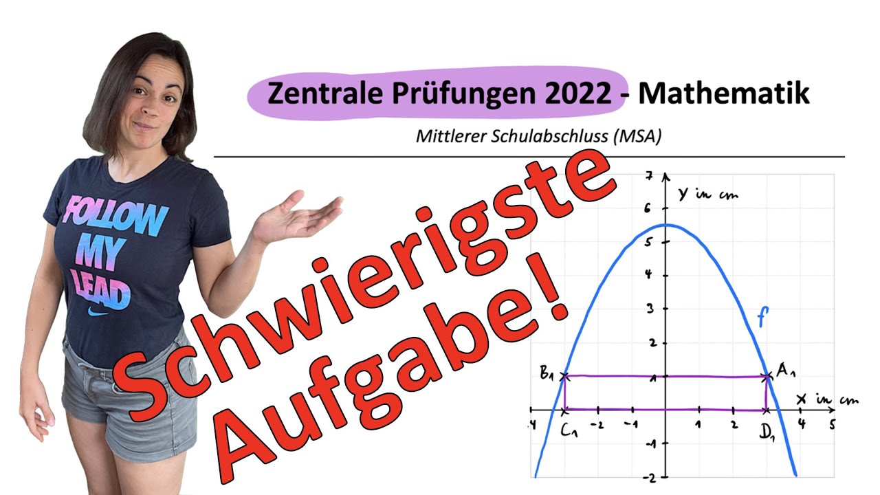 🚀🚀🚀 ZP 10 Mathe 2022 Schwierigste Aufgabe | Abschlussprüfung Mathe Realschule Parabel Lösung